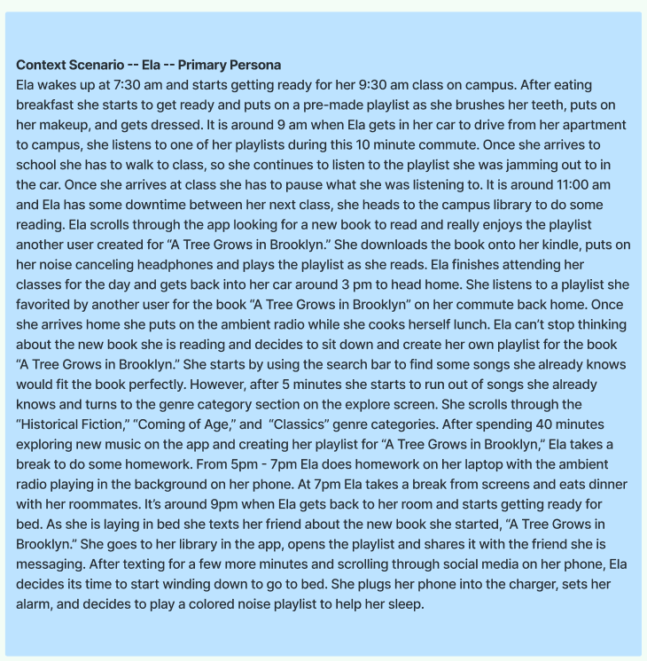 A screenshot showing the finished context scenario.